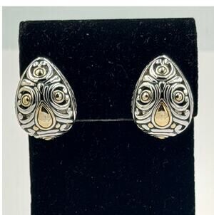 Vintage T*J John Medeiros Jewelry Silver & Gold Tone Clip-on Earrings